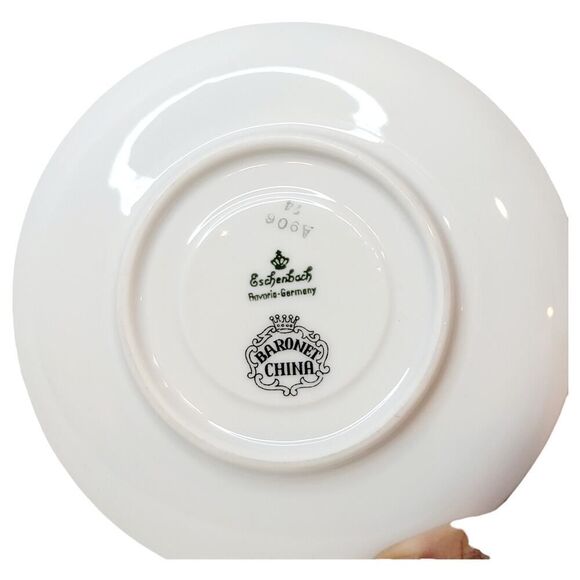 Vintage Demitasse Cup & Saucer Baronet Eschenbach Germany Gray Gold Fowers - Picture 4 of 4